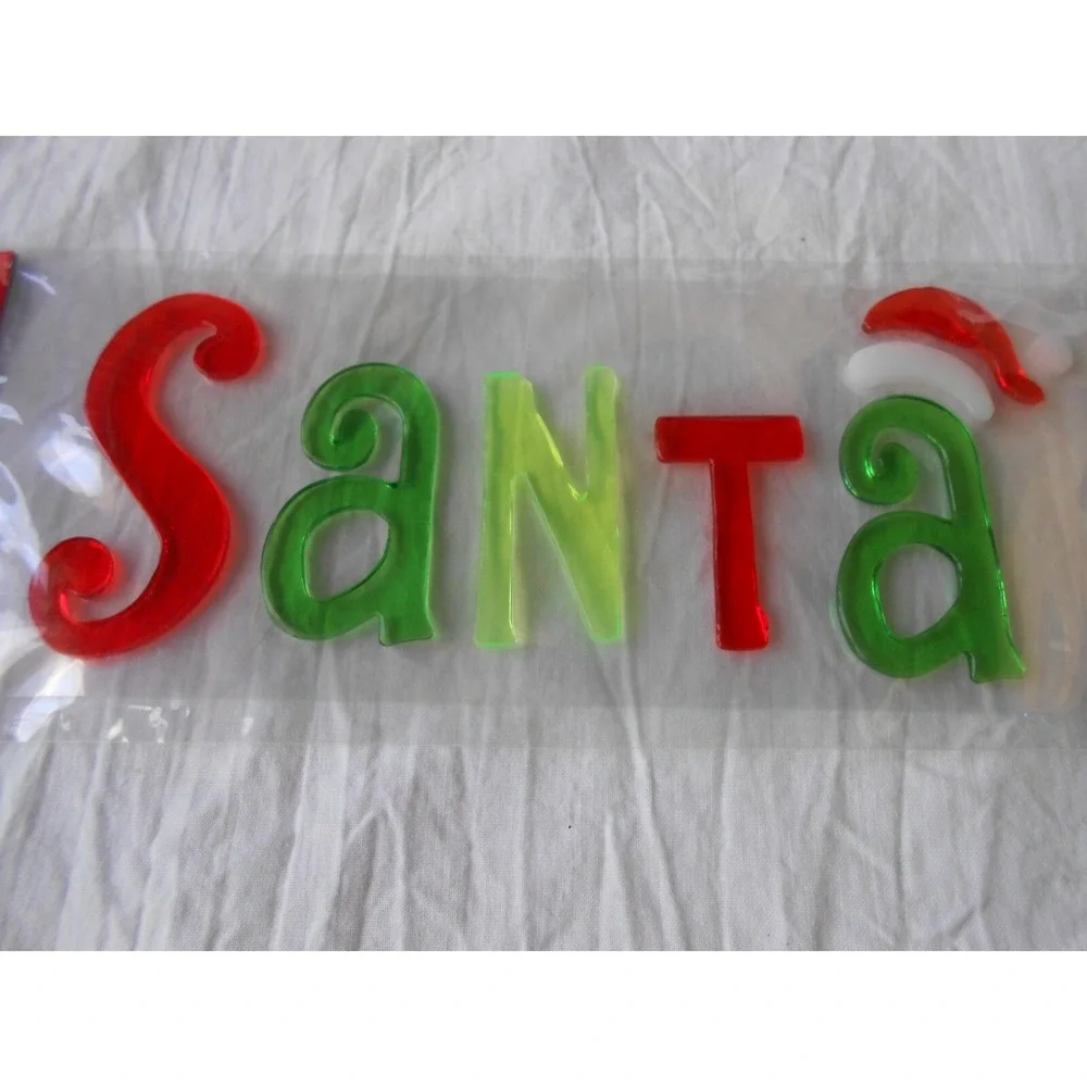 NEW Christmas Santa Stop Here Candy Canes window Gel Stickers Clings 18 pc Decor